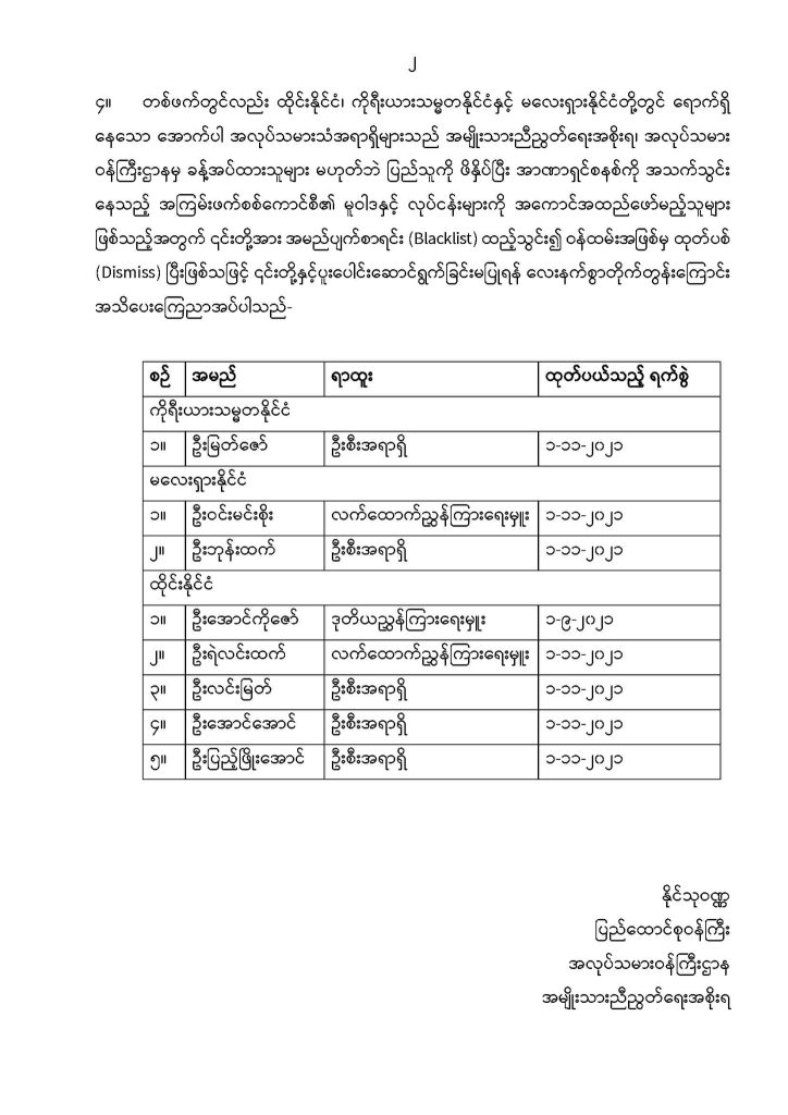Ministry of Labour https://mol.nugmyanmar.org/announcements/2021-11-29-statement-6-2021/